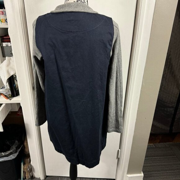 Jet John Eshaya navy and gray colorblock casual knee length jacket. - Picture 7 of 9